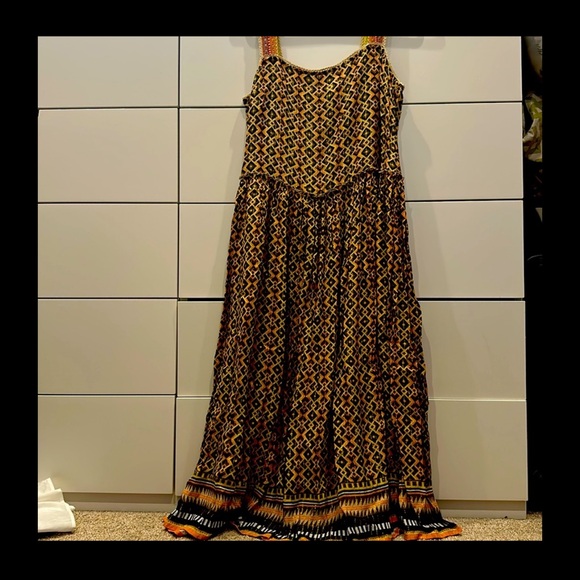 Anthropologie brand-Conditions Apply- geometric patterned dress, gold thread - L - Picture 5 of 5